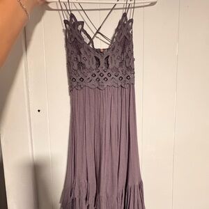 Free People Lace Trim Purple Dress